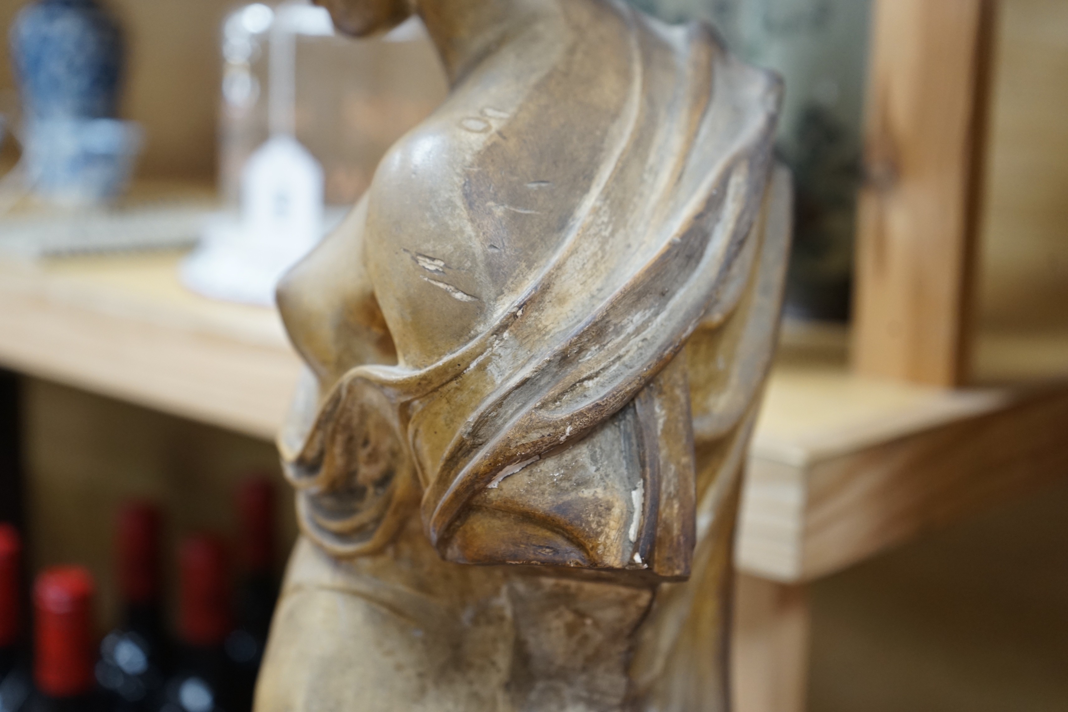 A plaster female figure, after the antique, inscribed ‘2581 D Brucciani & Co, London’ 70cm tall